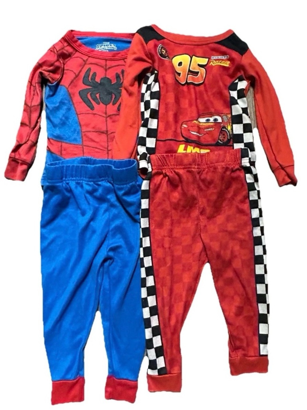Toddler Boys Pajamas Pixar Cars Spider Man Long Sleeves Pants Size 2T
